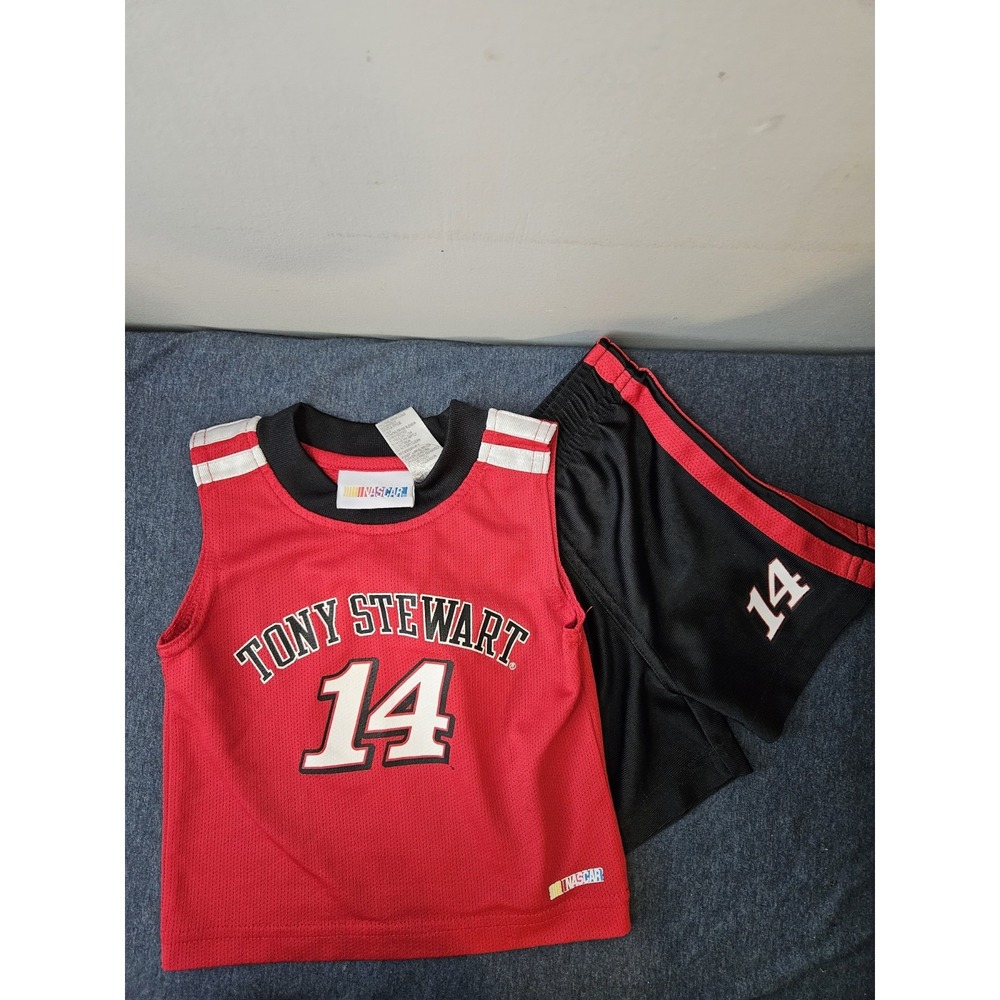 Boys Toddler Nascar‎ Tony Stewart Sz 12M Red/Black Shortsleeve And Shorts Set